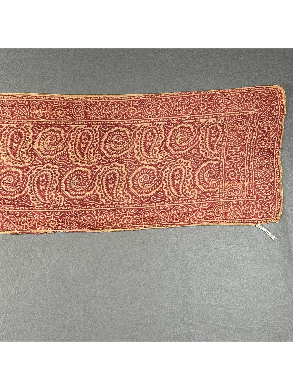 Vintage Red and Orange Paisley Print Silk Scarf